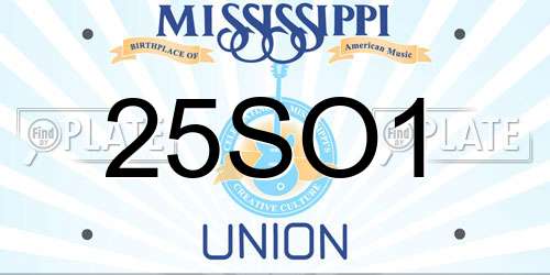 25SO1 Mississippi License Plate