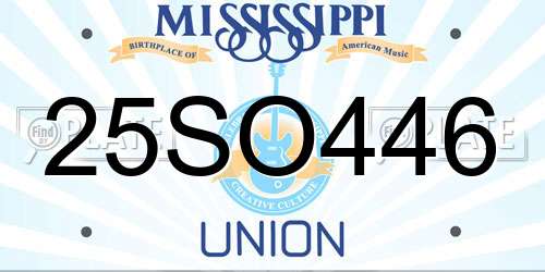 25SO446 Mississippi License Plate