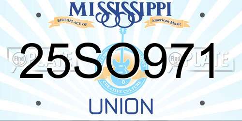 25SO971 Mississippi License Plate