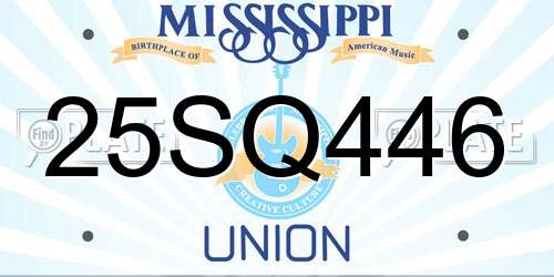 25SQ446 Mississippi License Plate