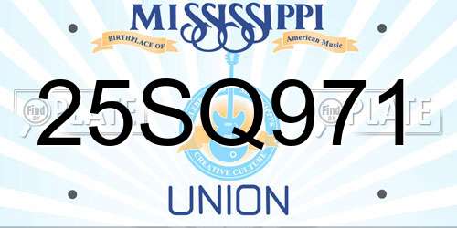 25SQ971 Mississippi License Plate
