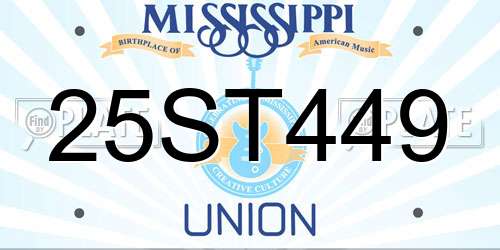 25ST449 Mississippi License Plate