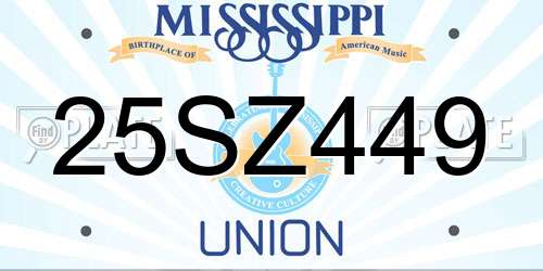 25SZ449 Mississippi License Plate