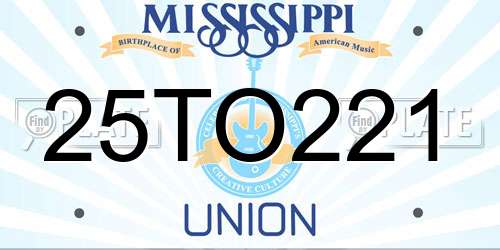25TO221 Mississippi License Plate