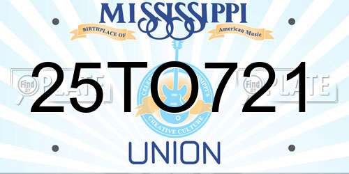 25TO721 Mississippi License Plate