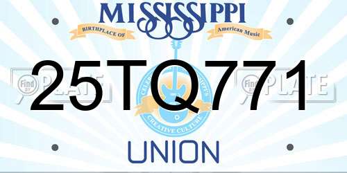 25TQ771 Mississippi License Plate