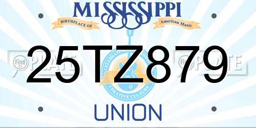 25TZ879 Mississippi License Plate