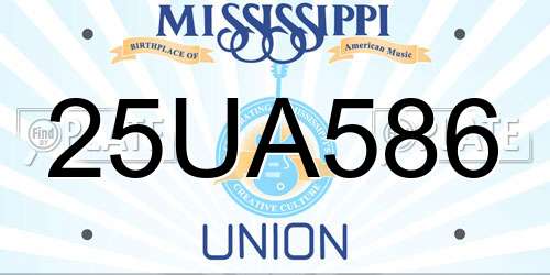 25UA586 Mississippi License Plate