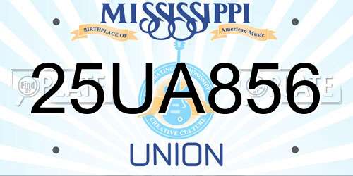 25UA856 Mississippi License Plate