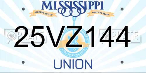 25VZ144 Mississippi License Plate