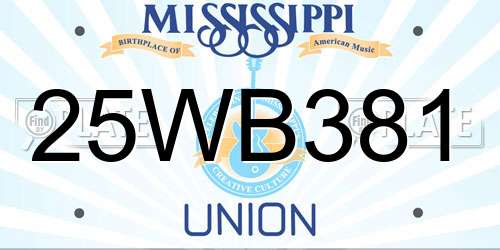 25WB381 Mississippi License Plate
