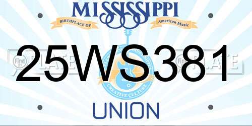25WS381 Mississippi License Plate