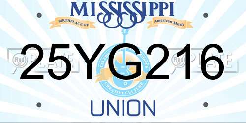 25YG216 Mississippi License Plate