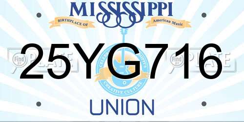 25YG716 Mississippi License Plate