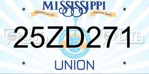 25ZD271 Mississippi License Plate