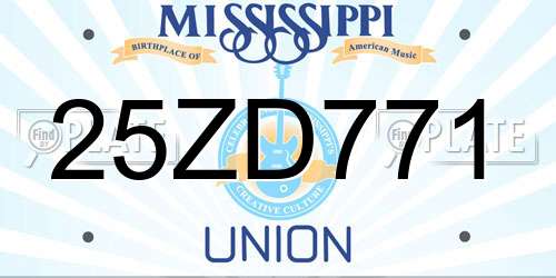 25ZD771 Mississippi License Plate