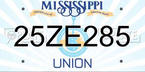 25ZE285 Mississippi License Plate