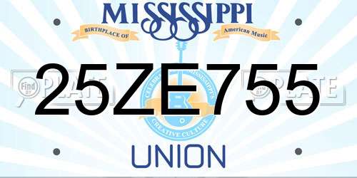 25ZE755 Mississippi License Plate