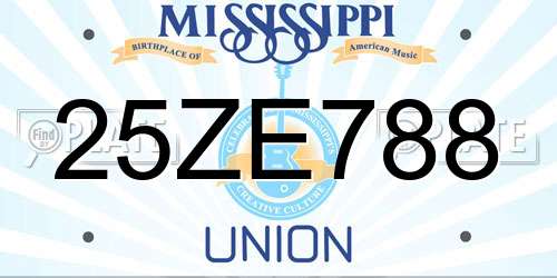 25ZE788 Mississippi License Plate