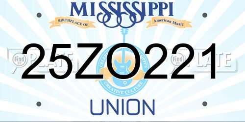25ZO221 Mississippi License Plate