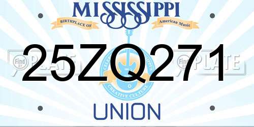 25ZQ271 Mississippi License Plate