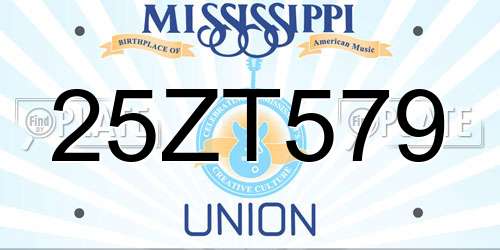 25ZT579 Mississippi License Plate