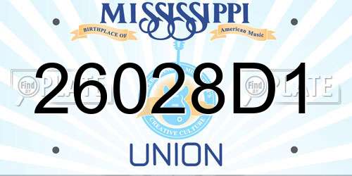26028D1 Mississippi License Plate