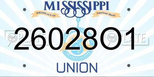 26028O1 Mississippi License Plate