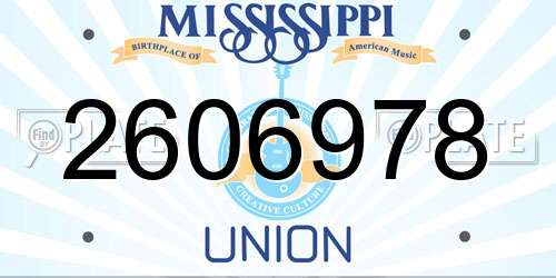 2606978 Mississippi License Plate
