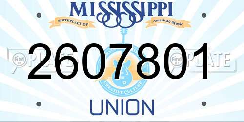 2607801 Mississippi License Plate