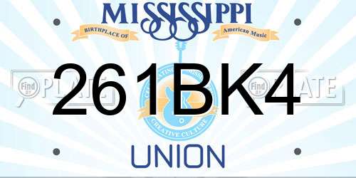261BK4 Mississippi License Plate