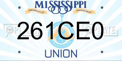 261CE0 Mississippi License Plate