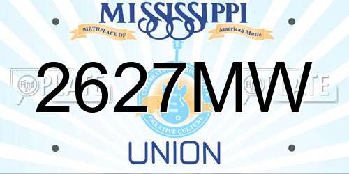 2627MW Mississippi License Plate