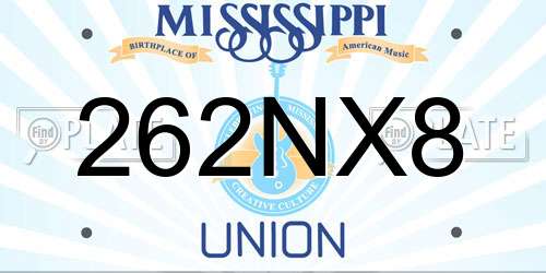 262NX8 Mississippi License Plate