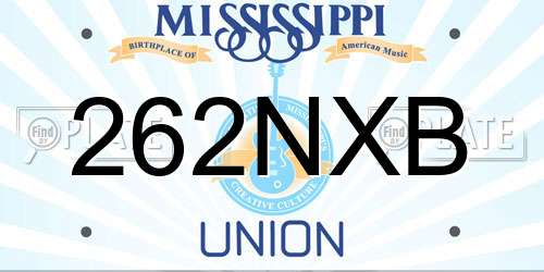 262NXB Mississippi License Plate