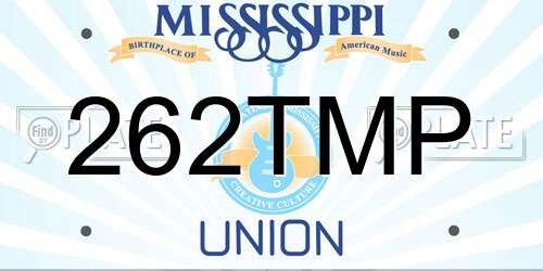 262TMP Mississippi License Plate