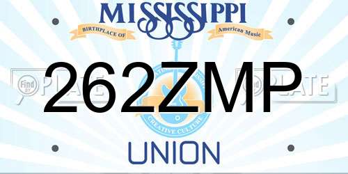 262ZMP Mississippi License Plate