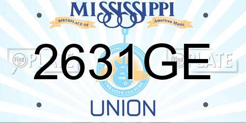2631GE Mississippi License Plate