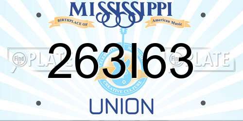 263I63 Mississippi License Plate