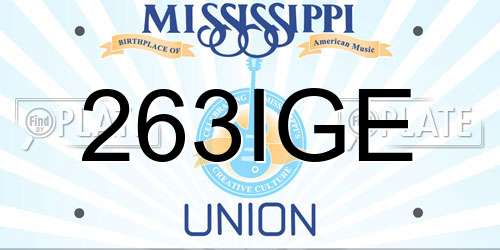 263IGE Mississippi License Plate