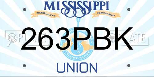 263PBK Mississippi License Plate