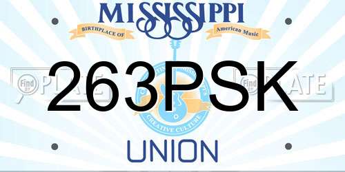 263PSK Mississippi License Plate