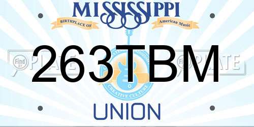 263TBM Mississippi License Plate
