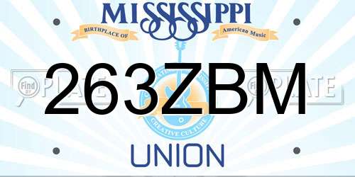 263ZBM Mississippi License Plate