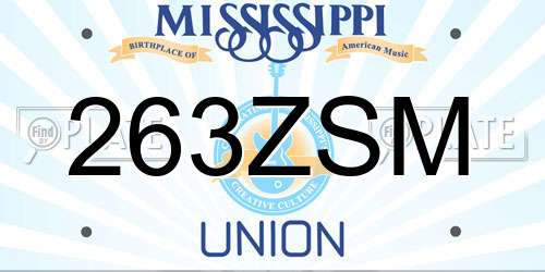 263ZSM Mississippi License Plate