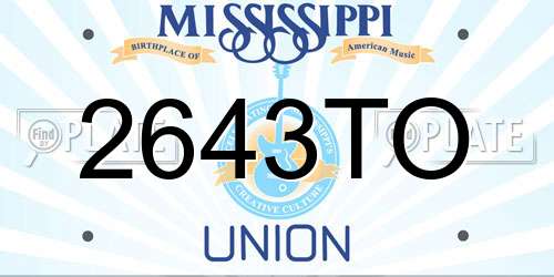 2643TO Mississippi License Plate