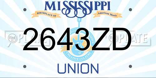 2643ZD Mississippi License Plate