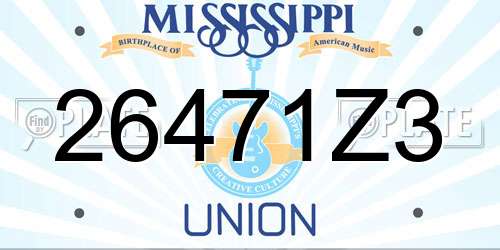 26471Z3 Mississippi License Plate