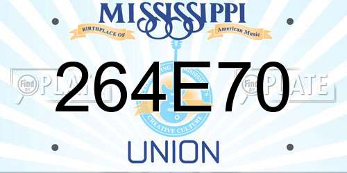 264E70 Mississippi License Plate