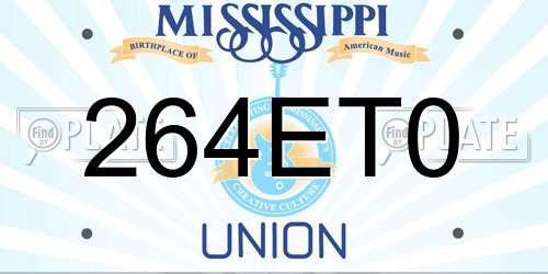 264ET0 Mississippi License Plate